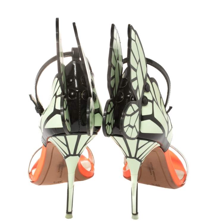 Pre Owned Sophia Webster Multicolor Patent Leather Chiara Butterfly Sandals Size 39.5