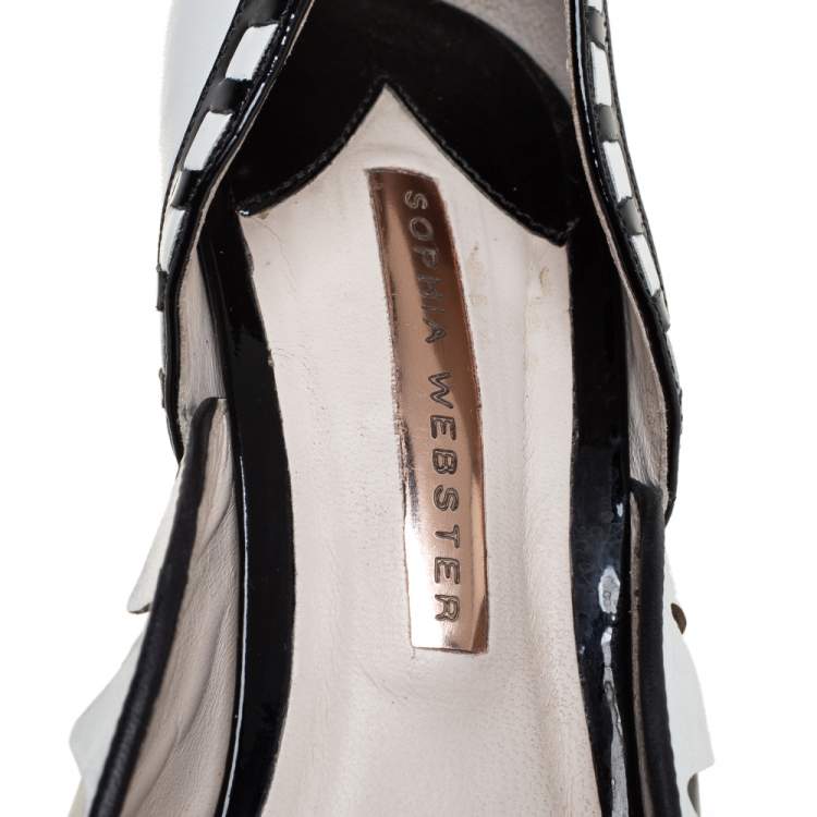 Pre Owned Sophia Webster Black/White Patent Leather And Leather D'orsay Pumps Size 40