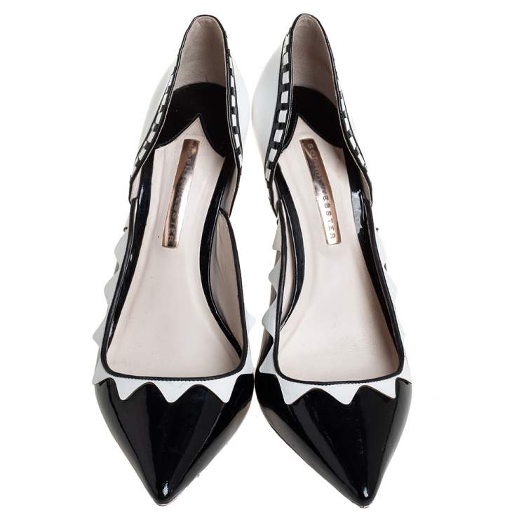 Pre Owned Sophia Webster Black/White Patent Leather And Leather D'orsay Pumps Size 40