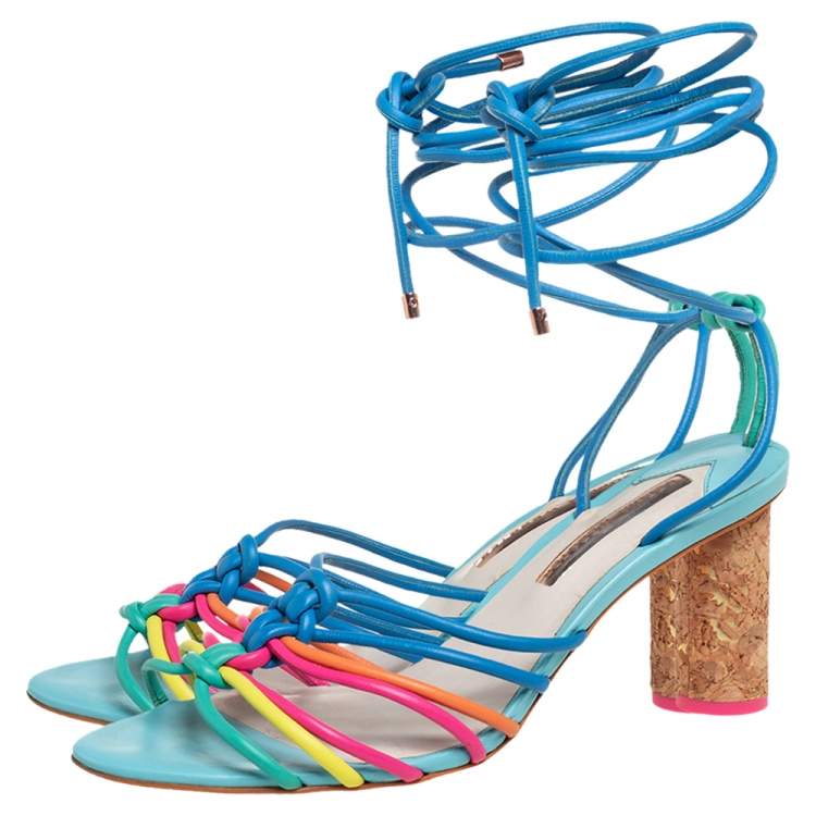 Pre Owned Sophia Webster Multicolor Leather Copacabana  Ankle Wrap Sandals Size 41