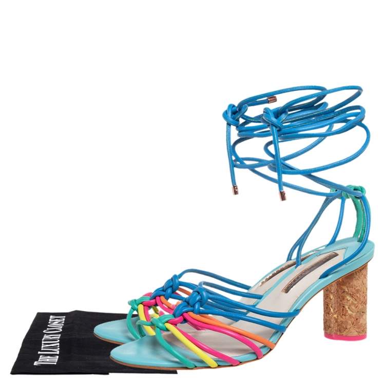 Pre Owned Sophia Webster Multicolor Leather Copacabana  Ankle Wrap Sandals Size 41