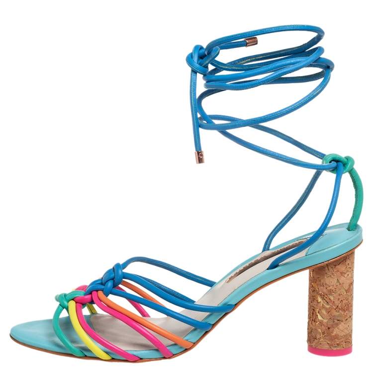 Pre Owned Sophia Webster Multicolor Leather Copacabana  Ankle Wrap Sandals Size 41