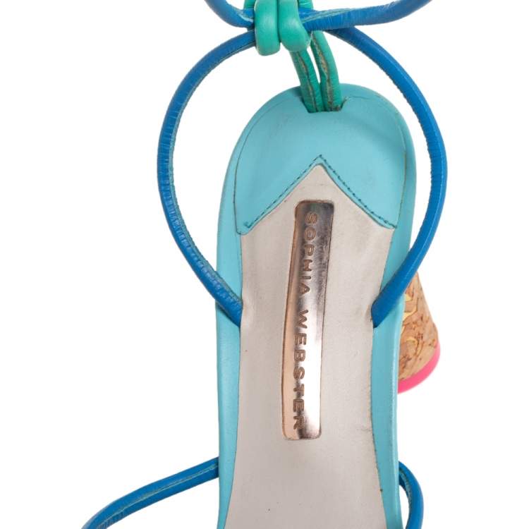 Pre Owned Sophia Webster Multicolor Leather Copacabana  Ankle Wrap Sandals Size 41