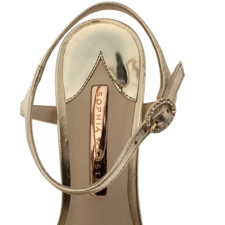 مملوكة مسبقًا Sophia Webster Gold Leather Natalia Platform Ankle Strap Sandals Size 40