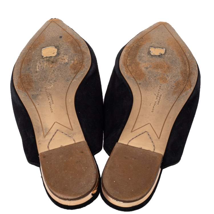 Pre Owned Sophia Webster Black Suede Bibi Butterfly  Flat Sandals Size 40