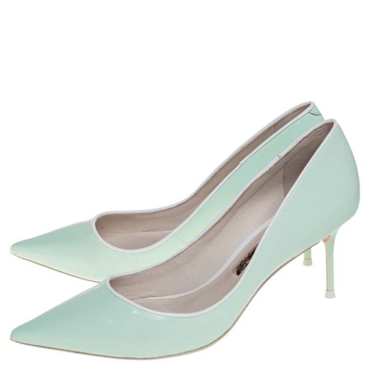 Pre Owned Sophia Webster Mint Green Leather Lola Pumps Size 38