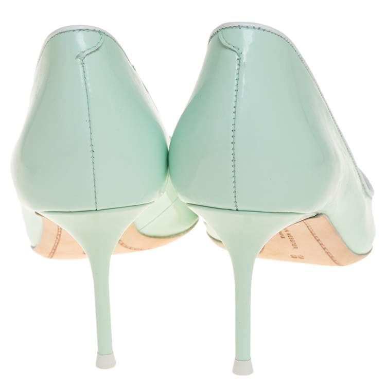 Pre Owned Sophia Webster Mint Green Leather Lola Pumps Size 38