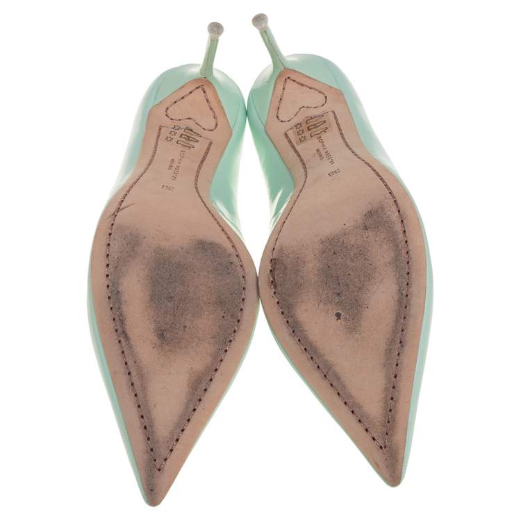 Pre Owned Sophia Webster Mint Green Leather Lola Pumps Size 38