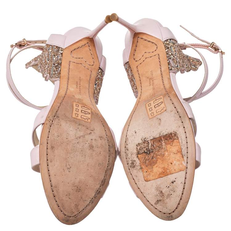 Pre Owned Sophia Webster Pink Leather  Ankle Strap Sandals Size 38