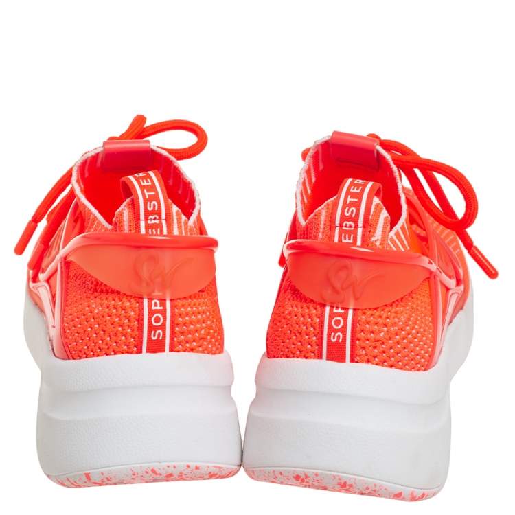 Pre Owned Sophia Webster Orange Knit Fabric Fly By Low Top Sneakers Size 40