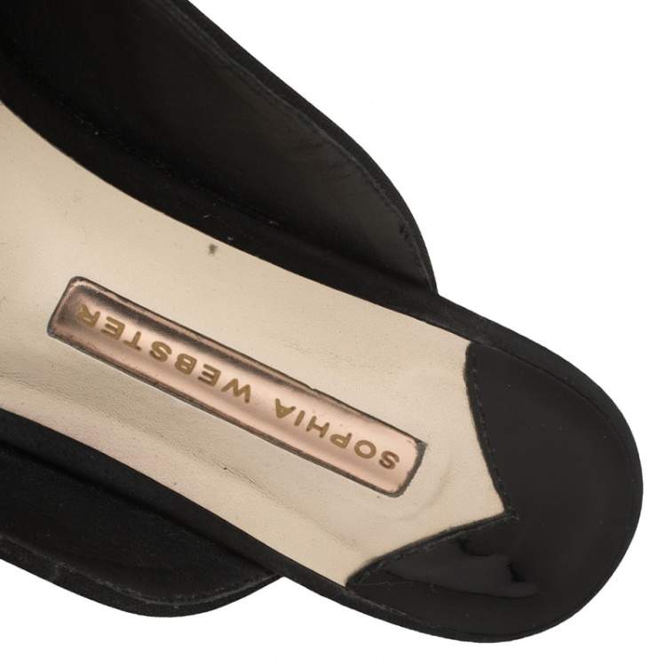مملوكة مسبقًا Sophia Webster Black Suede Bibi Butterfly Embroidered Flat Mules Size 38.5