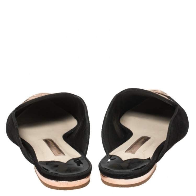 مملوكة مسبقًا Sophia Webster Black Suede Bibi Butterfly Embroidered Flat Mules Size 38.5
