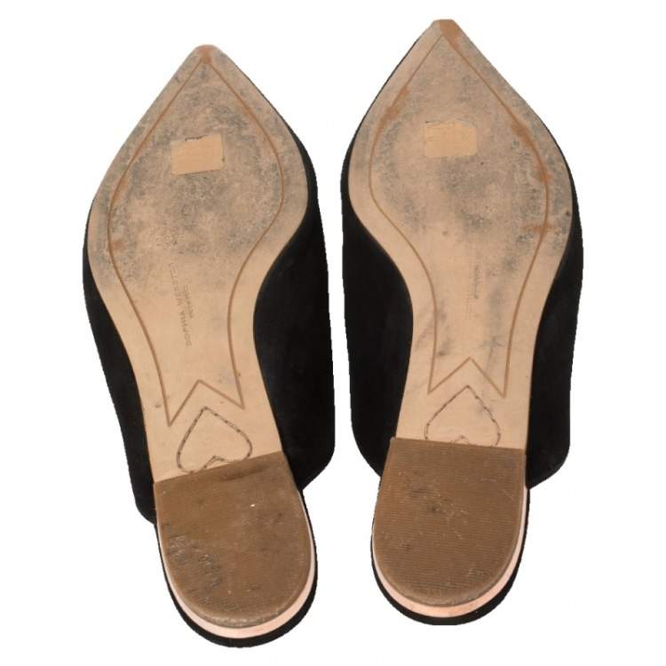 مملوكة مسبقًا Sophia Webster Black Suede Bibi Butterfly Embroidered Flat Mules Size 38.5