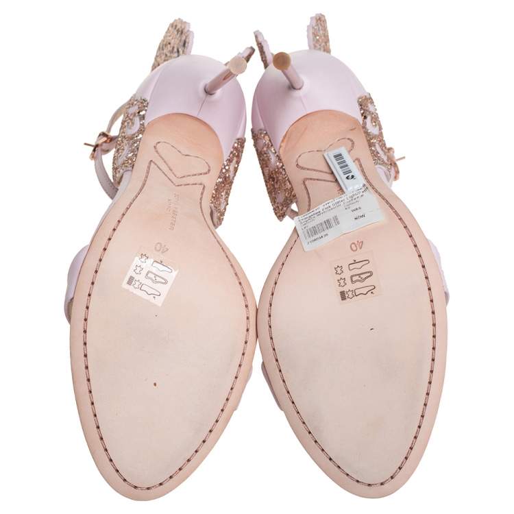 Pre Owned Sophia Webster Pink Leather Evangeline Open Toe Ankle Strap Sandals Size 40
