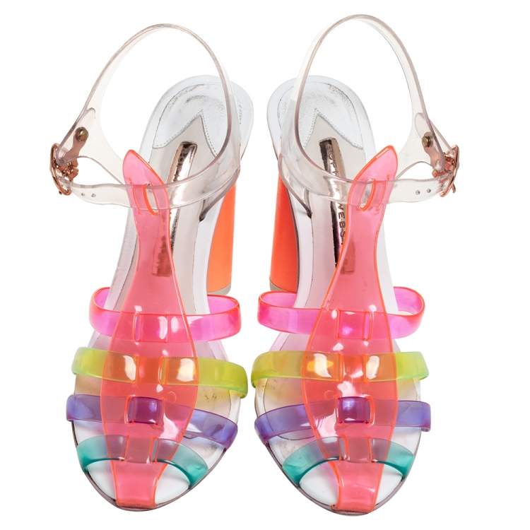 Pre Owned Sophia Webster Multicolor PVC Rosa Ankle Strap Sandals Size 36