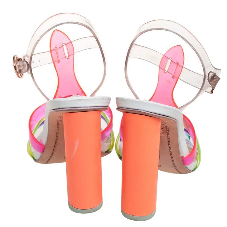 Pre Owned Sophia Webster Multicolor PVC Rosa Ankle Strap Sandals Size 36