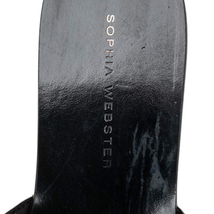 مملوكة مسبقًا Sophia Webster Black Leather And PVC Madame Butterfly Flat Slides Size 38