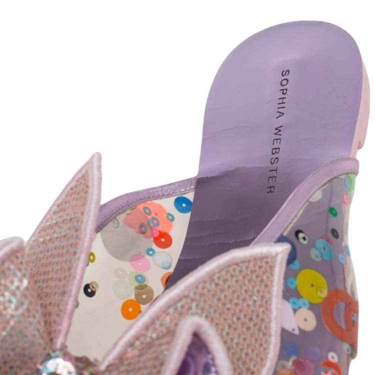 Pre Owned Sophia Webster Metallic Pink PVC Sequin Embellished Butterfly Flats Size 39
