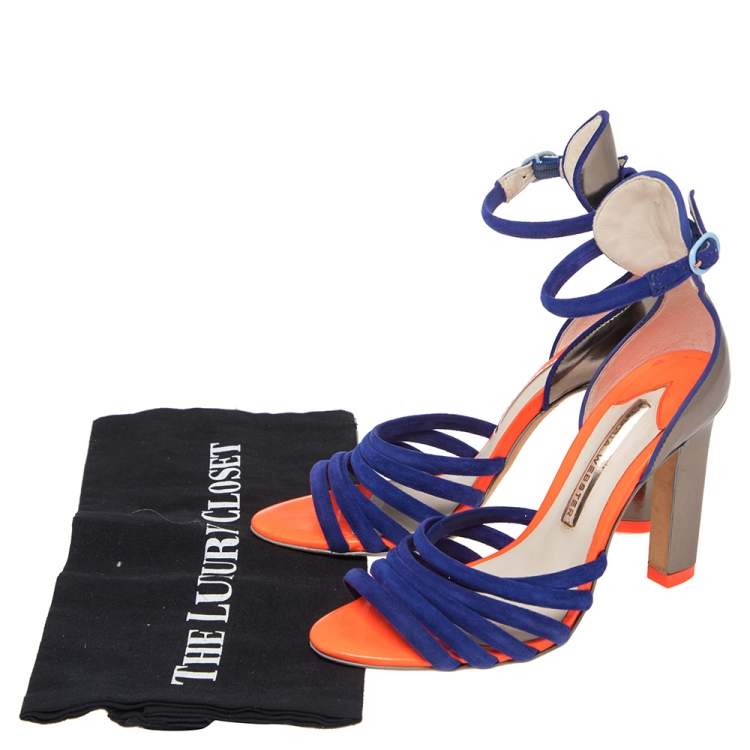 مملوكة مسبقًا Sophia Webster Multicolor Suede And Leather Ankle Strap Sandals Size 36.5