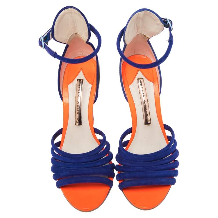 مملوكة مسبقًا Sophia Webster Multicolor Suede And Leather Ankle Strap Sandals Size 36.5