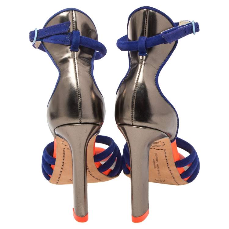 مملوكة مسبقًا Sophia Webster Multicolor Suede And Leather Ankle Strap Sandals Size 36.5
