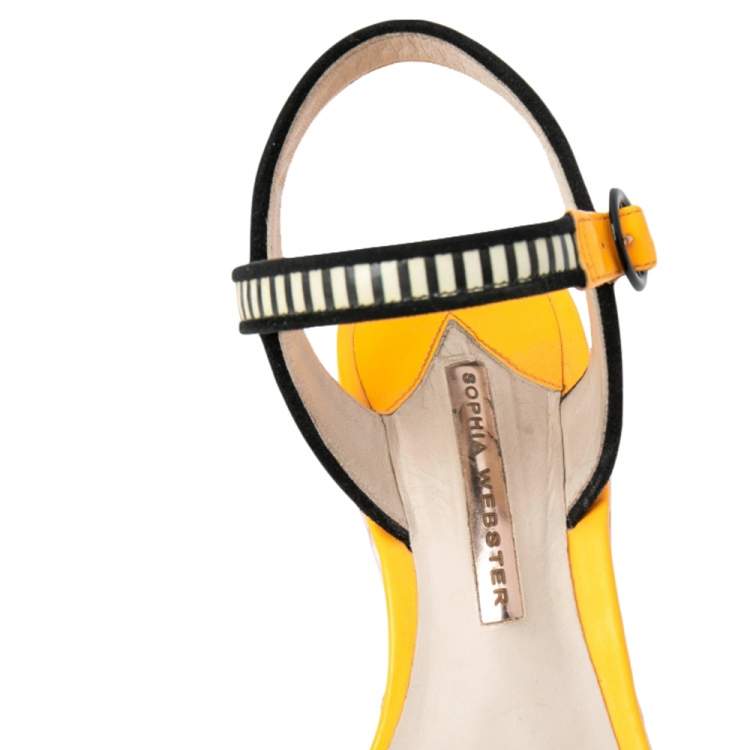 Pre Owned Sophia Webster Multicolor Suede and Patent Leather Lucita Wedge Platform Ankle Strap Sandals Size 39.5