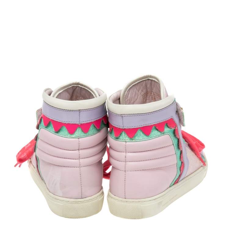 Pre Owned Sophia Webster Multicolor Leather And Glitter Riko High Top Sneakers Size 36
