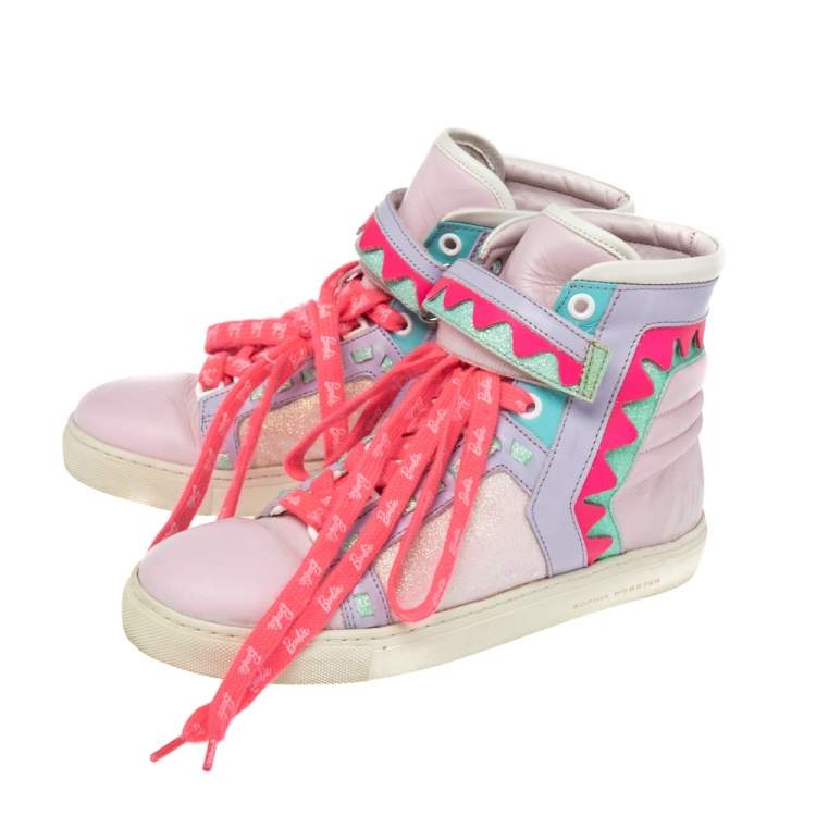Pre Owned Sophia Webster Multicolor Leather And Glitter Riko High Top Sneakers Size 36