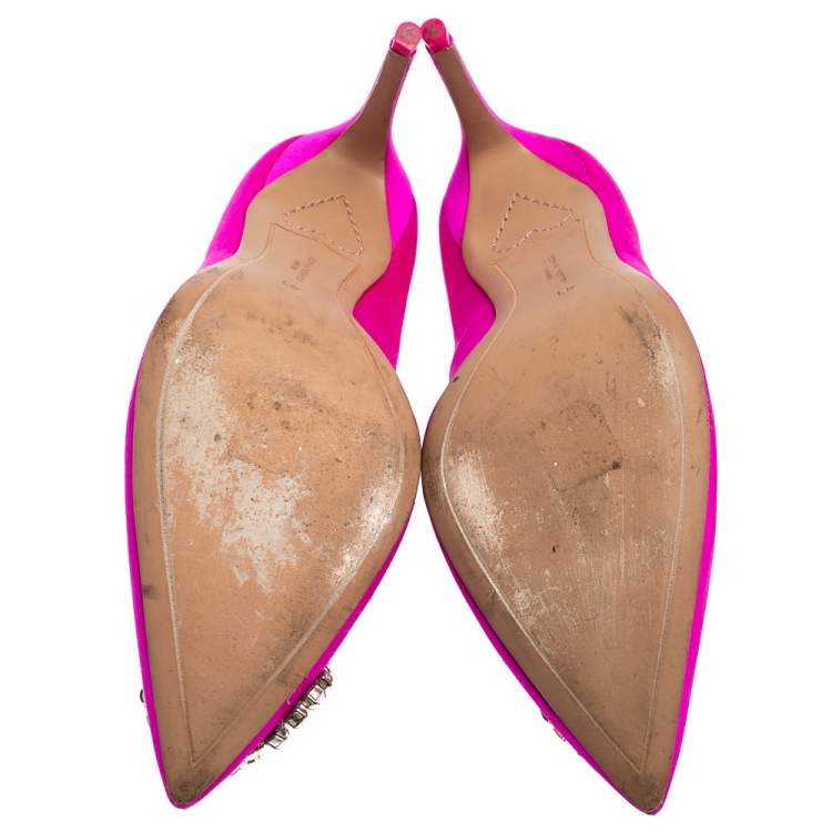Pre Owned Sophia Webster Pink Satin Crystal Embellished Bibi Pumps Size 41
