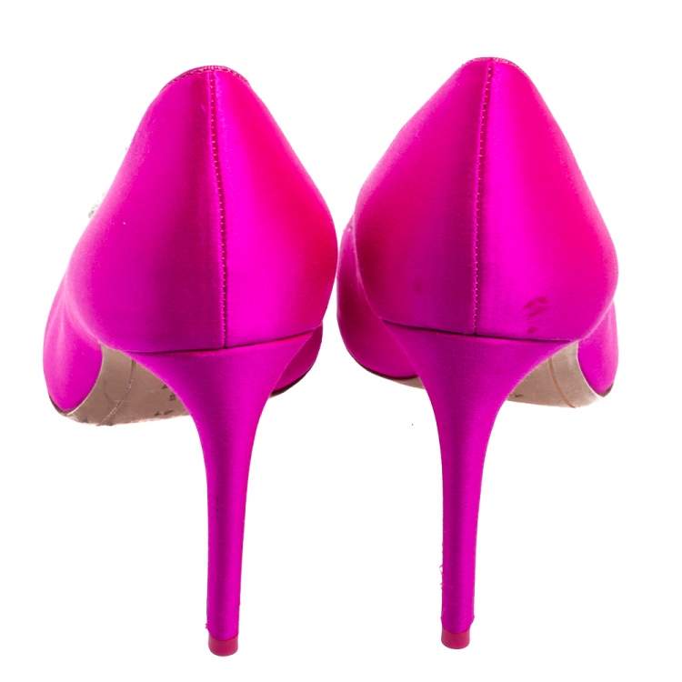 Pre Owned Sophia Webster Pink Satin Crystal Embellished Bibi Pumps Size 41