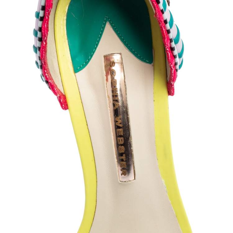 Pre Owned Sophia Webster Multicolor Leather Solange Tassel Fringe Embellished Ankle Strap Sandals Size 39.5