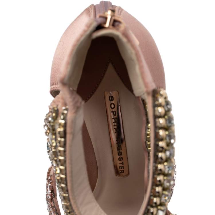 Pre Owned Sophia Webster Pink Satin And Suede Embellished Eden Sandals Size 39.5