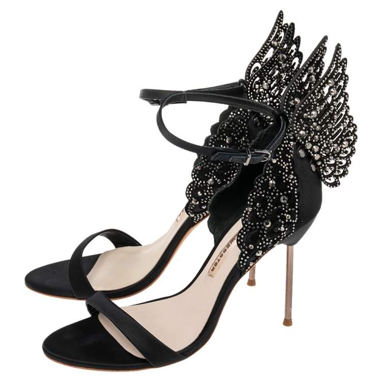 Pre Owned Sophia Webster Black Satin Evangeline Sandals Size 40