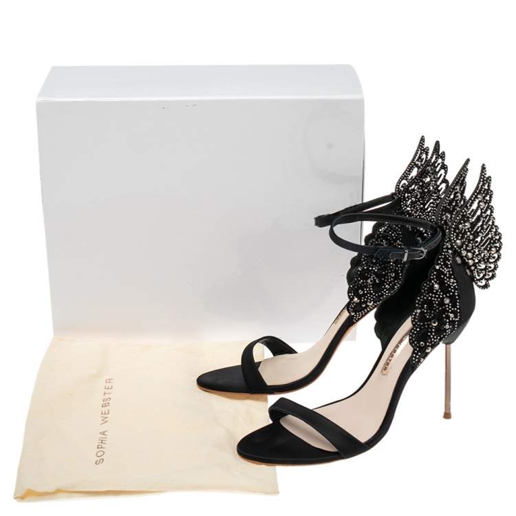 Pre Owned Sophia Webster Black Satin Evangeline Sandals Size 40