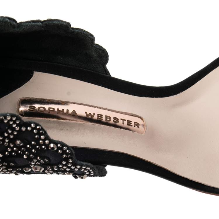 Pre Owned Sophia Webster Black Satin Evangeline Sandals Size 40
