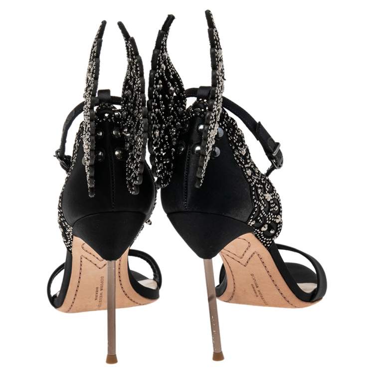 Pre Owned Sophia Webster Black Satin Evangeline Sandals Size 40
