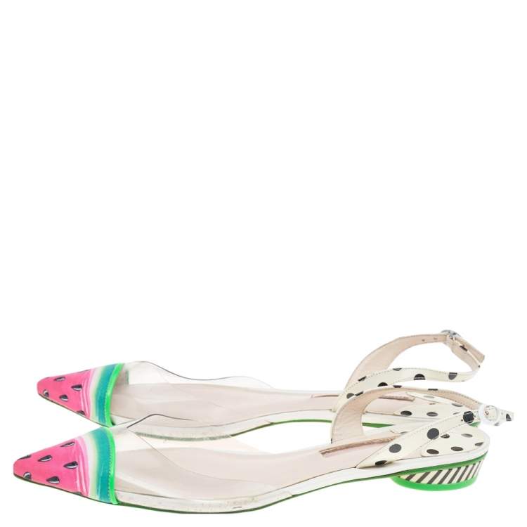 مملوكة مسبقًا Sophia Webster Multicolor Leather and Fabric Daria Watermelon Slingback Sandals Size 40.5
