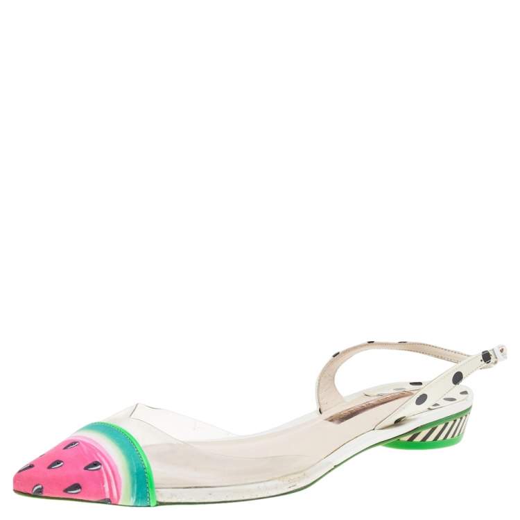 مملوكة مسبقًا Sophia Webster Multicolor Leather and Fabric Daria Watermelon Slingback Sandals Size 40.5