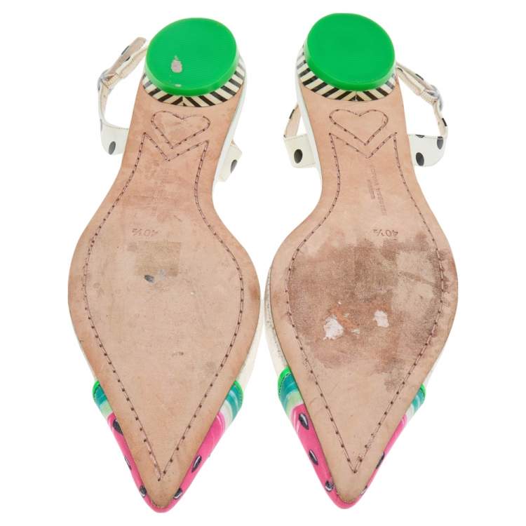 مملوكة مسبقًا Sophia Webster Multicolor Leather and Fabric Daria Watermelon Slingback Sandals Size 40.5