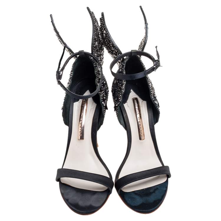 Pre Owned Sophia Webster Black Satin Evangeline Sandals Size 37