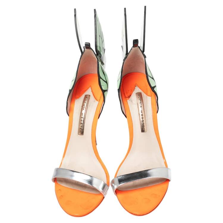 Pre Owned Sophia Webster Mint Green/Silver Leather Evangeline Sandals Size 40.5 