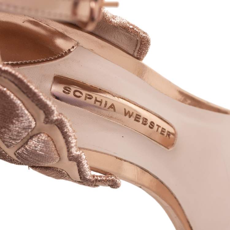 Pre Owned Sophia Webster Rose Gold Leather Evangeline Sandals Size 39.5