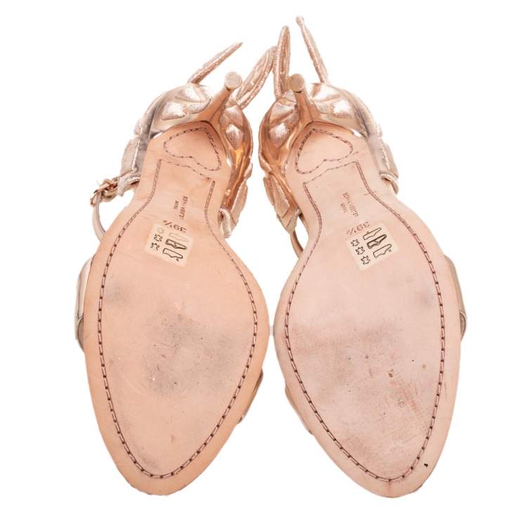 Pre Owned Sophia Webster Rose Gold Leather Evangeline Sandals Size 39.5