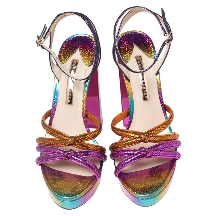 Pre Owned Sophia Webster Multicolor Snakeskin Effect Suede Rainbow Freya Platform Sandals Size 41