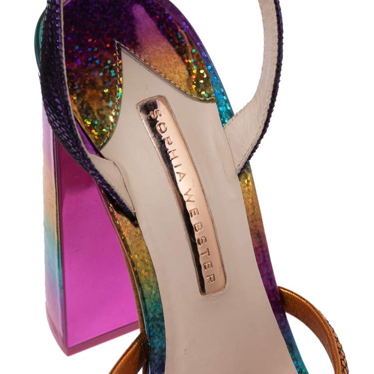 Pre Owned Sophia Webster Multicolor Snakeskin Effect Suede Rainbow Freya Platform Sandals Size 41
