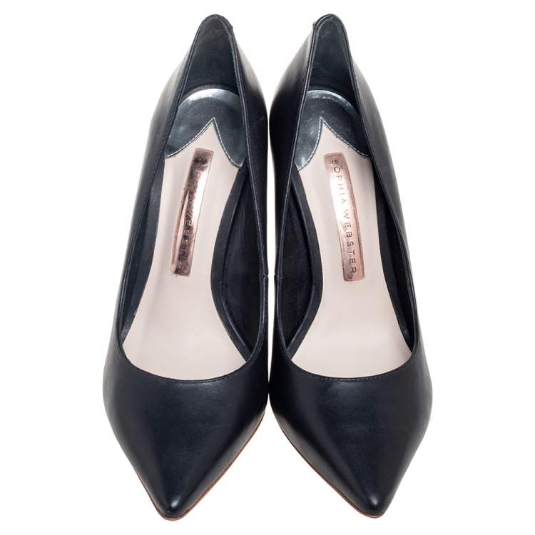 Pre Owned Sophia Webster Black Leather Coco Embellished Heel Pumps Size 36.5