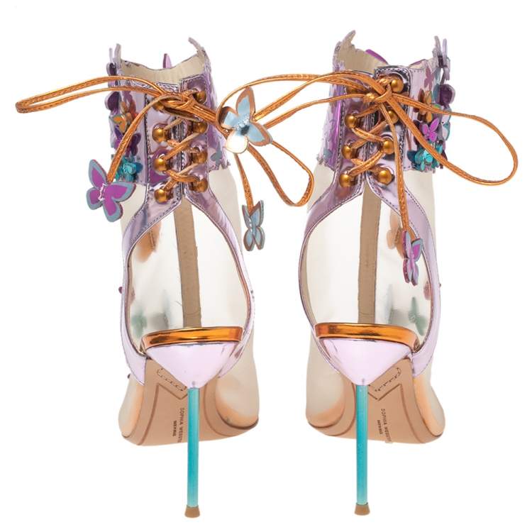 Pre Owned Sophia Webster Multicolor Net And Leather  Ankle Boots Size 38