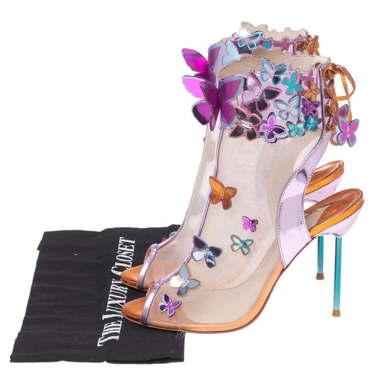 Pre Owned Sophia Webster Multicolor Net And Leather  Ankle Boots Size 38