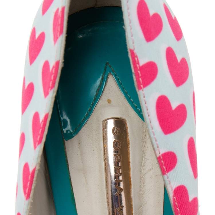 مملوكة مسبقًا Sophia Webster Pink/White Canvas  Peep Toe Pumps Size 38