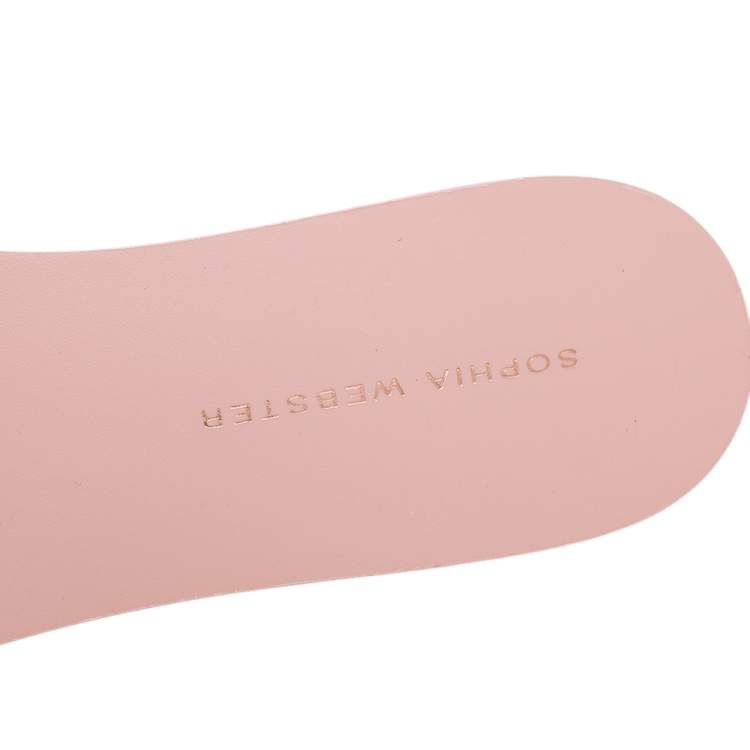 Pre Owned Sophia Webster Blush Pink Patent Leather Jada Pom Pom Flat Slide Sandals Size 39